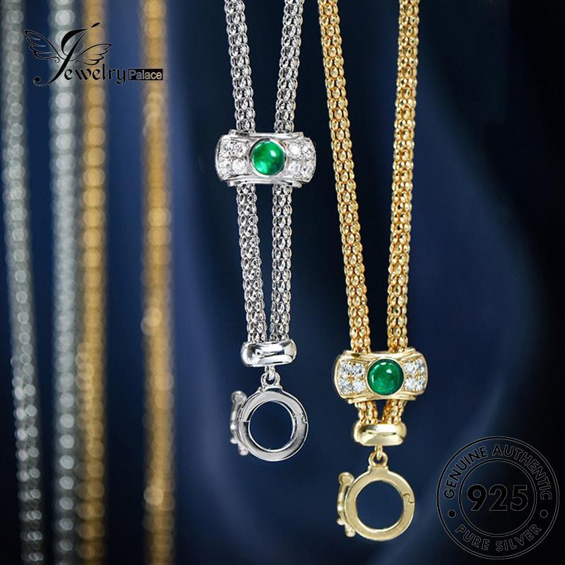 Jewelrypalace Kalung Wanita Emas Emerald Mewah Perak Asli925 N1601