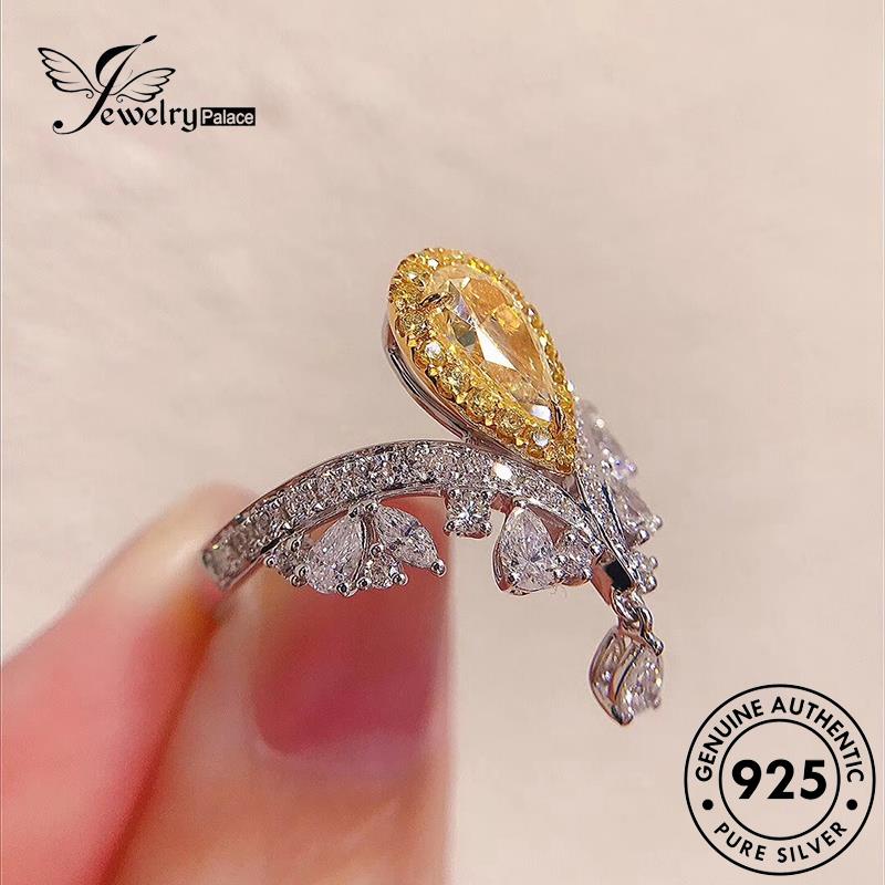 JEWELRYPALACE Silver Perak korea Wanita Citrine Kawin 925 Murni Crown Aksesori Original Sterling Nikah Cincin Silver Perhiasan Asli R2578