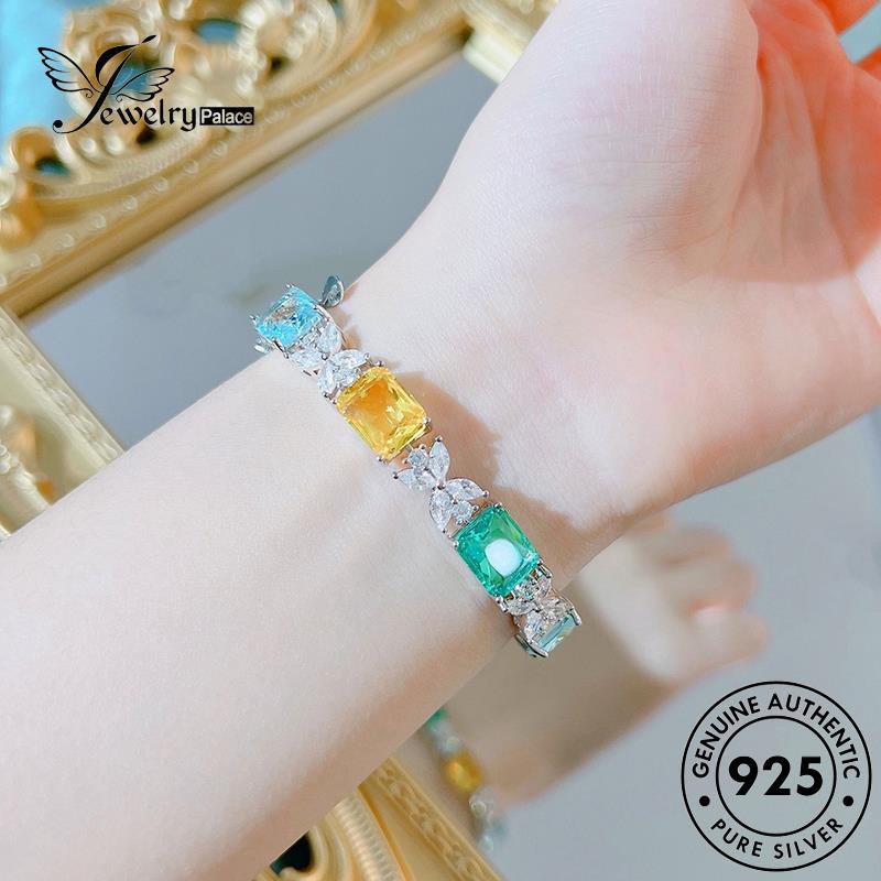 Jewelrypalace Cube Sugar Gelang Wanita Ringan Asli925 Perak Citrine Mewah B604