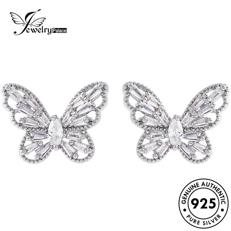 Jewelrypalace Wanita Asli Kupu-Kupu Hoop925 Berlian Moissanite Anting Perak E1321