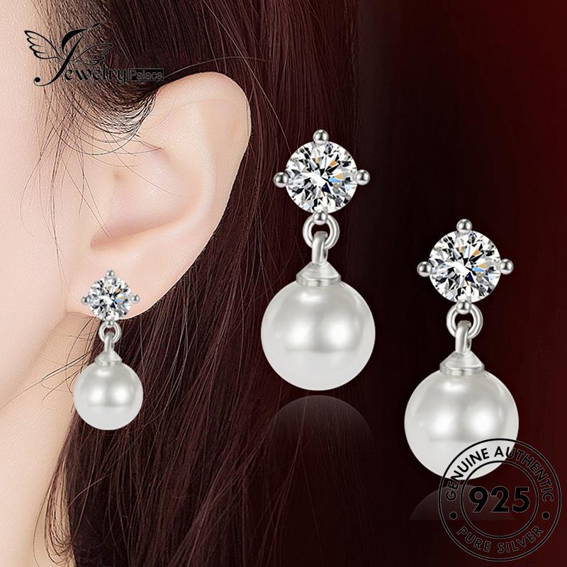 Jewelrypalace Stud Anting Perak Wanita Mutiara Asli925 Bulat E732