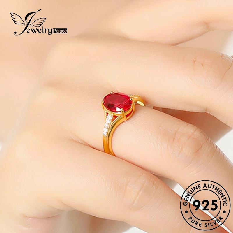 Jewelrypalace Cincin Emas Trisula Ruby Asli925 Hollow Perak Wanita R1703