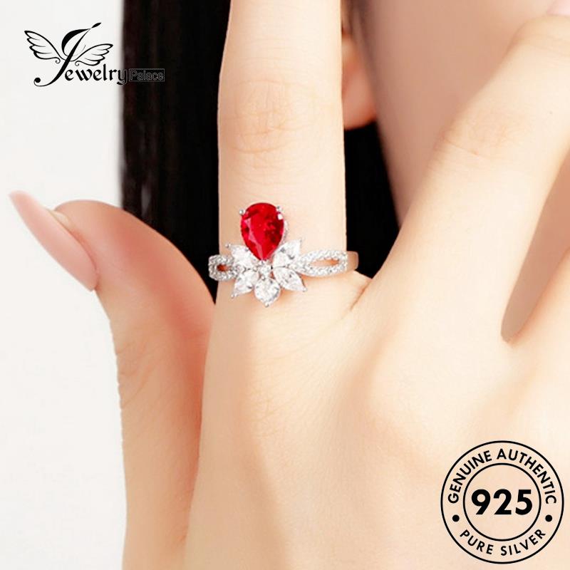 Jewelrypalace Cincin Perak Mahkota Temperamen Ruby Original925 Wanita R1736