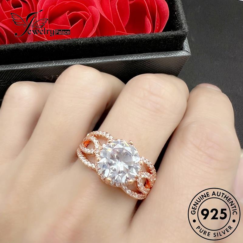 Tempat Perhiasan Wanita Perak Asli Moissanite Berlian Kepang Mewah925 Cincin Emas R1786