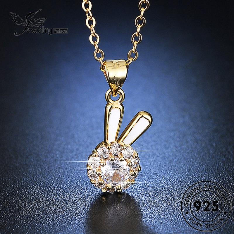 Jewelrypalace Perak Fashion Emas Asli Wanita Bunny Moissanite Kalung Berlian925 N114