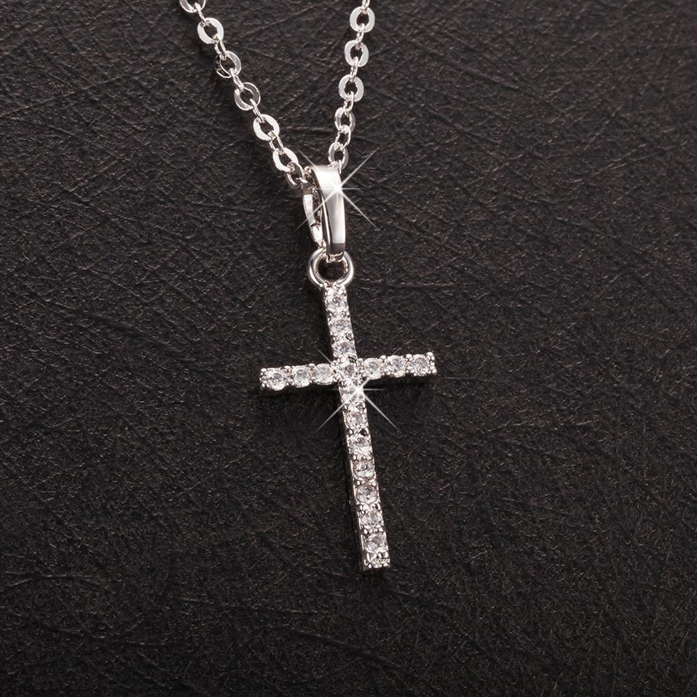 Fashion Bersinar Salib Liontin Kalung Untuk Wanita Pria Yesus Berlian Imitasi Kalung Unisex Perhiasan Aksesoris