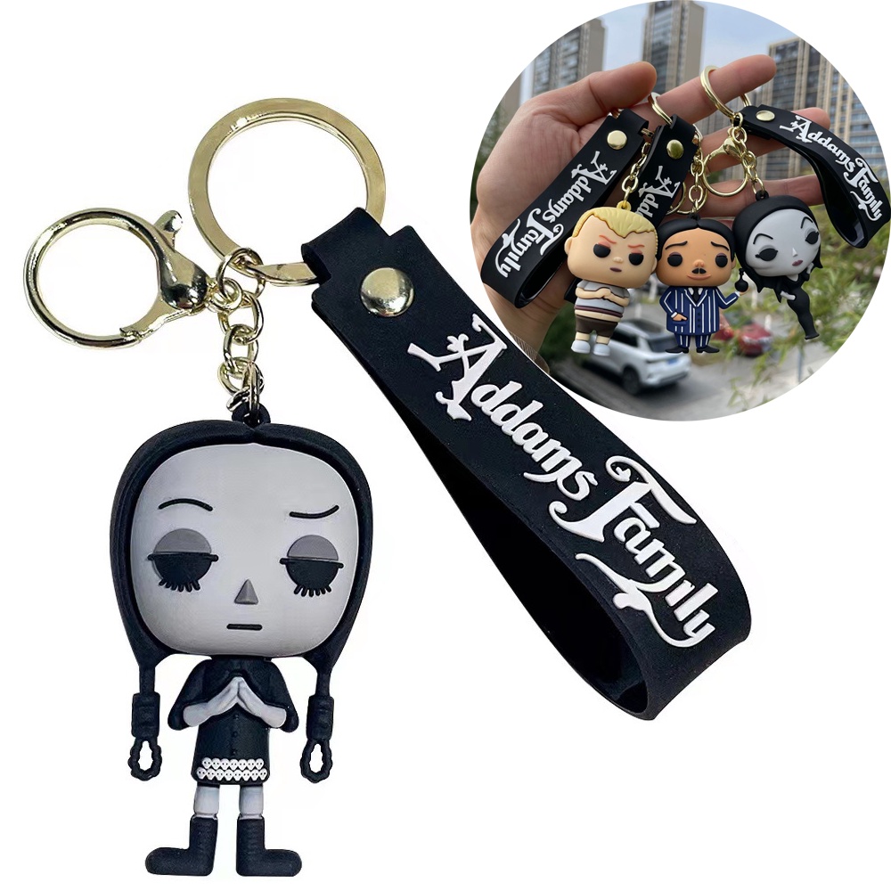 Rabu Addams Gantungan Kunci Tren TV Gambar Rabu Silikon Liontin Keyring Tas Ransel Mobil Gantungan Kunci Aksesoris Dekorasi