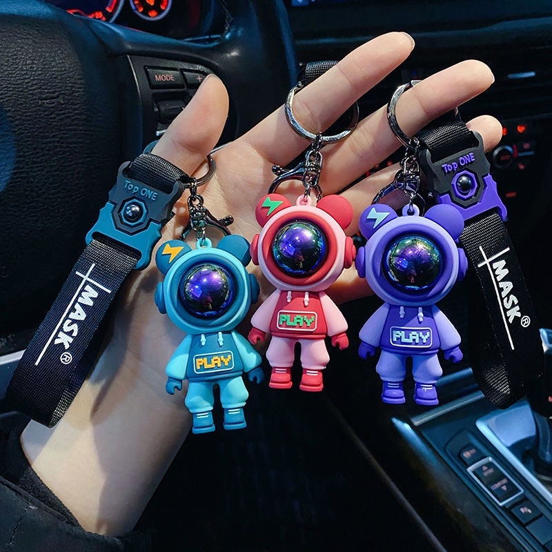 [Unggulan] Kartun Beruang Petir Gantungan Kunci Lucu Astronot Beruang Kelinci Boneka Pasangan Keyring Kreatif Gantungan Kunci Dekorasi Liontin Untuk Mobil Keyring, Tas Gantungan Kunci Aksesoris