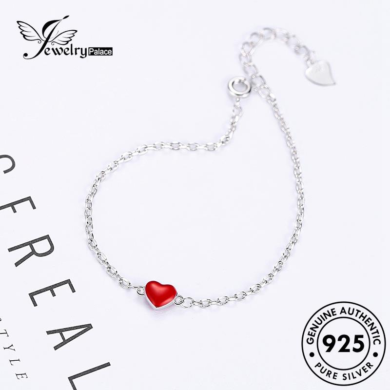 Jewelrypalace Asli Wanita925 Gelang Perak Hati Fashionable Merah B112