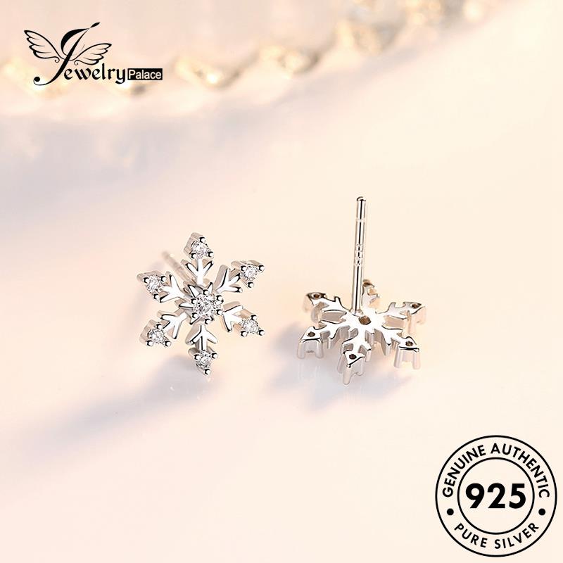 Jewelrypalace Sweet Snowflake Stud Berlian925 Anting Perak Wanita Moissanite Asli E6