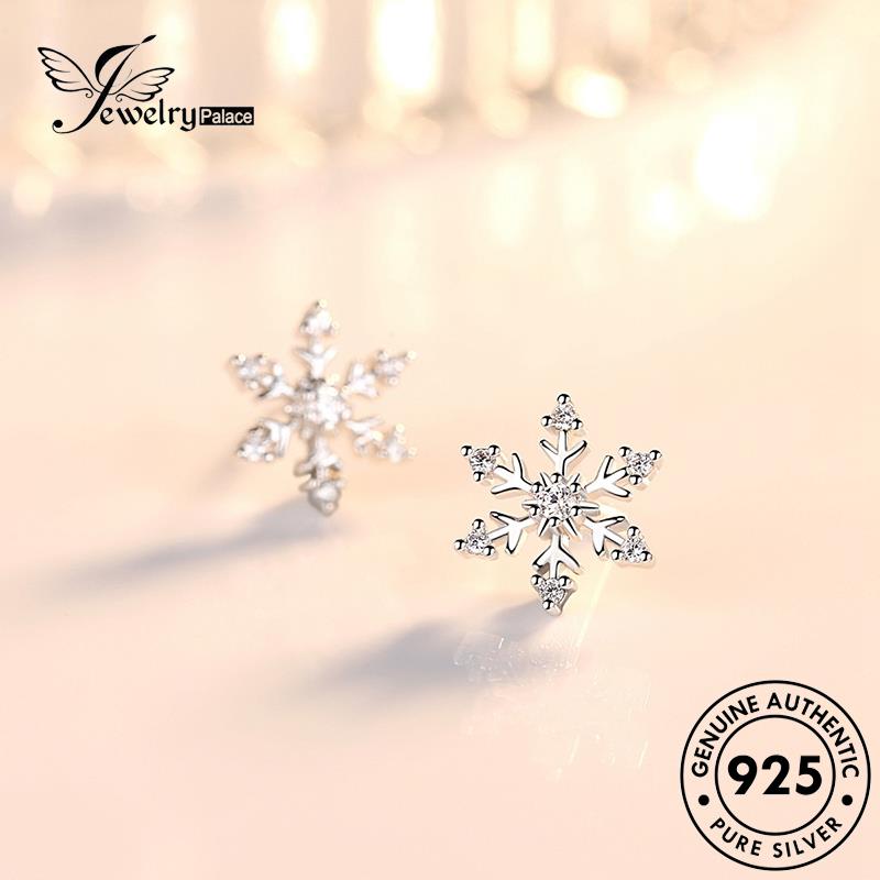 Jewelrypalace Sweet Snowflake Stud Berlian925 Anting Perak Wanita Moissanite Asli E6