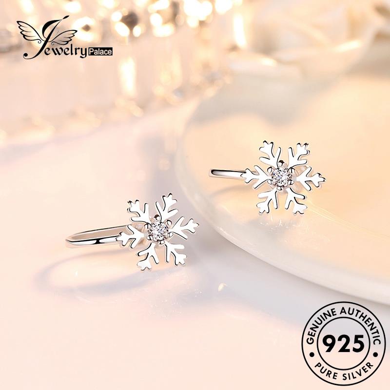 Jewelrypalace Wanita Perak Asli Anting Snowflake Stud925 Manis E21