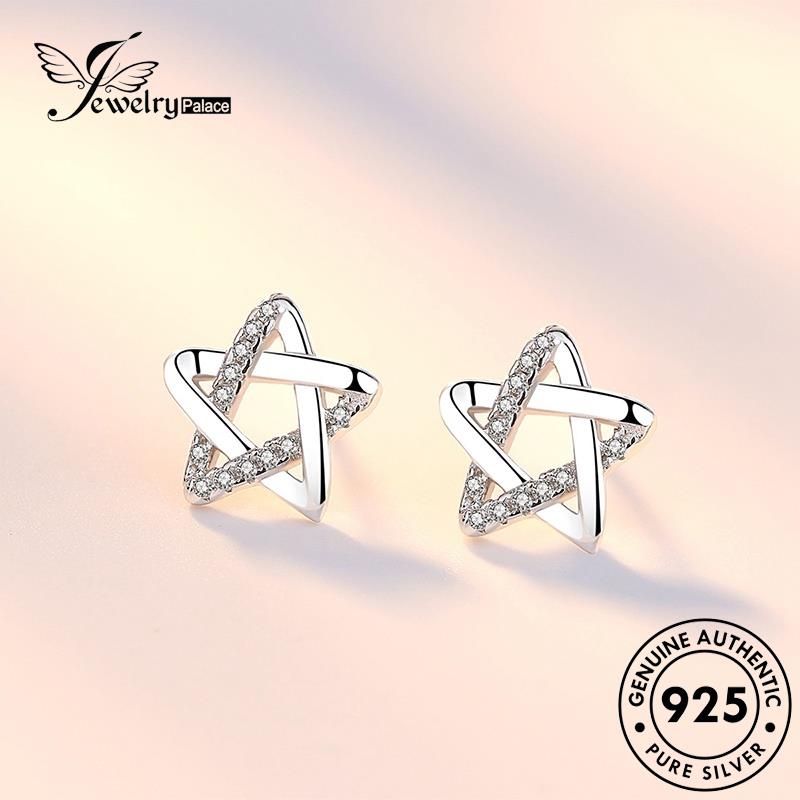 Jewelrypalace Stars Asli Wanita Moissanite Stud Berongga Keluar925 Anting Berlian Perak E43