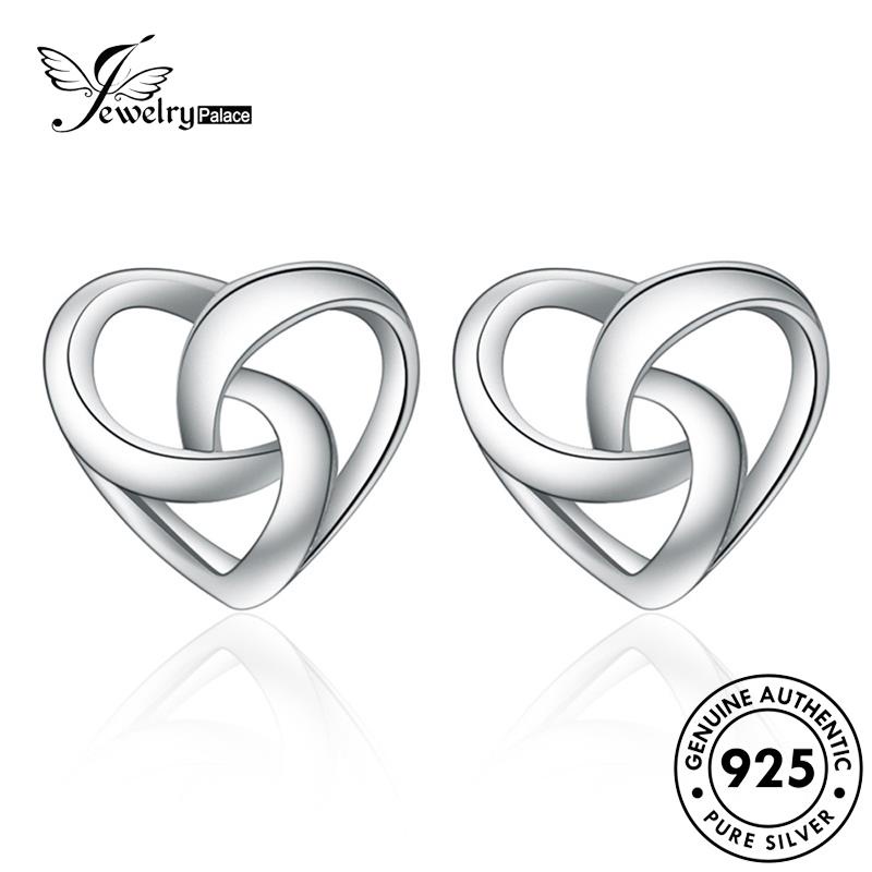 Jewelrypalace925 Anting Love Tusuk Wanita Perak Asli Simple E44