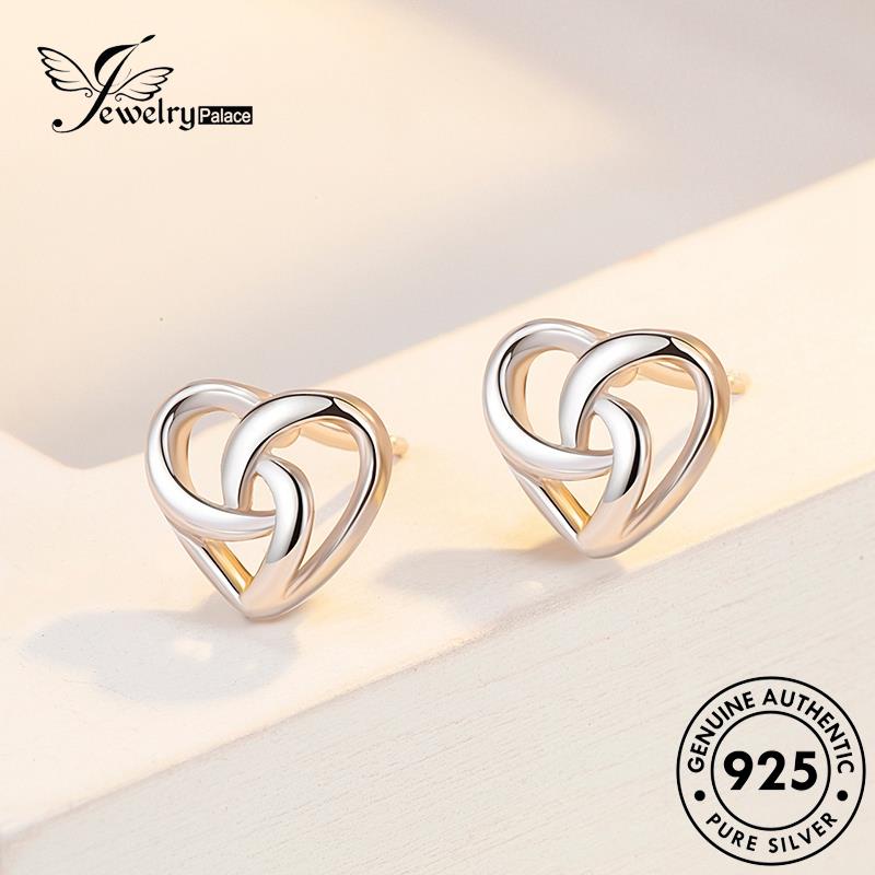 Jewelrypalace925 Anting Love Tusuk Wanita Perak Asli Simple E44