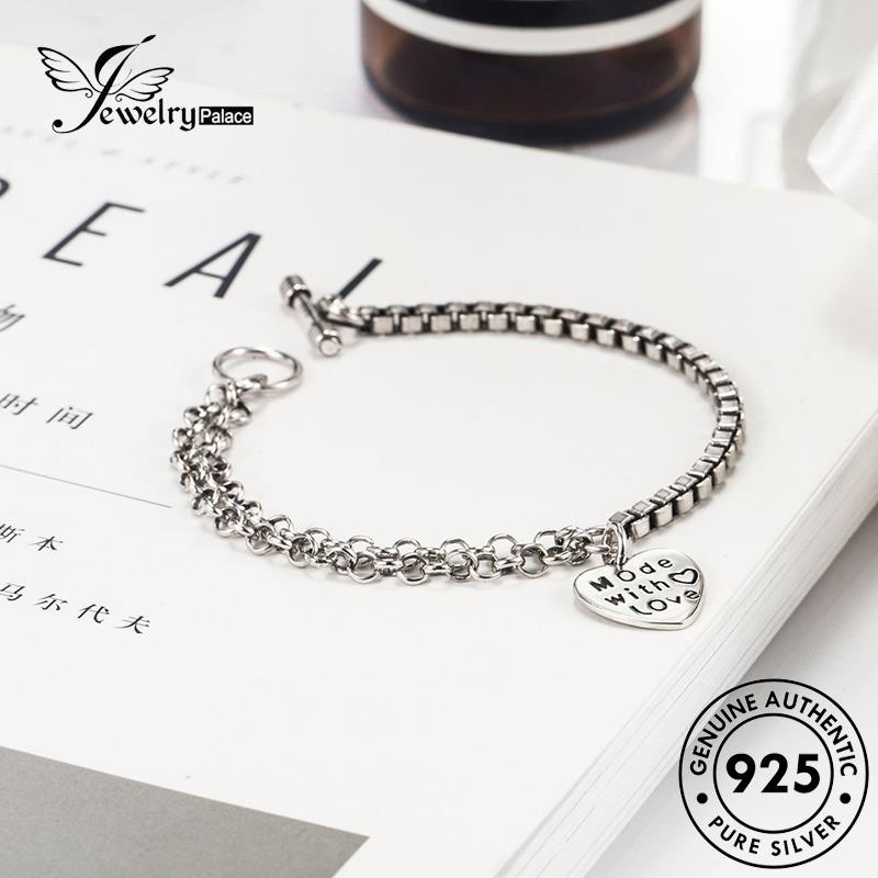 Tempat Perhiasan Wanita925 Gelang Tangan Asli Hati Silver Retro B213