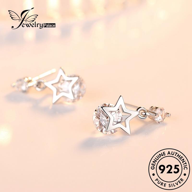 Jewelrypalace Star Moissanite Anting Perak Asli925 Berlian Berujung Lima Stud Fashion Wanita E66