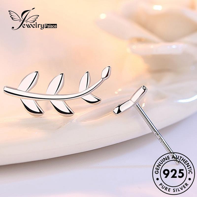 Jewelrypalace Perak Wanita Temperamen Stud 925daun Asli Anting E69