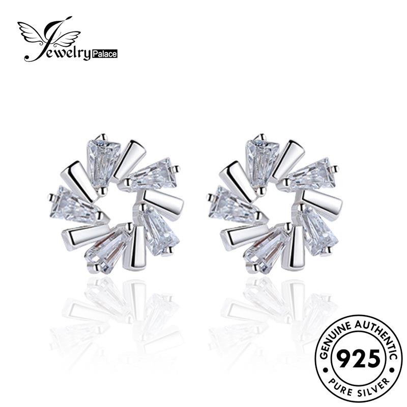 Jewelrypalace Anting Wanita Stud Perak Fashion925 Berlian Asli Es Moissanite Bunga E75