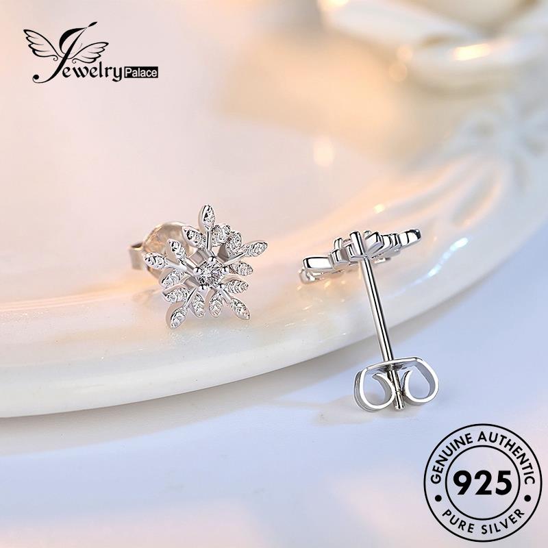 Jewelrypalace Anting Fashion Snowflake Stud Perak Berlian925 Wanita Moissanite Asli E81