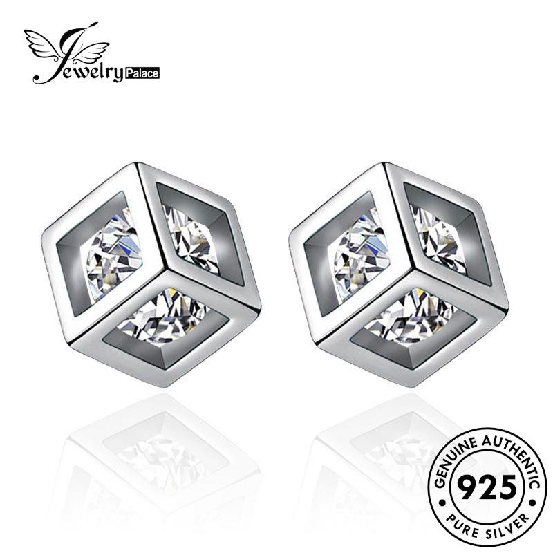 Jewelrypalace Anting Perak Stud Persegi Berlian Wanita Asli Moissanite Temperamen925 E58