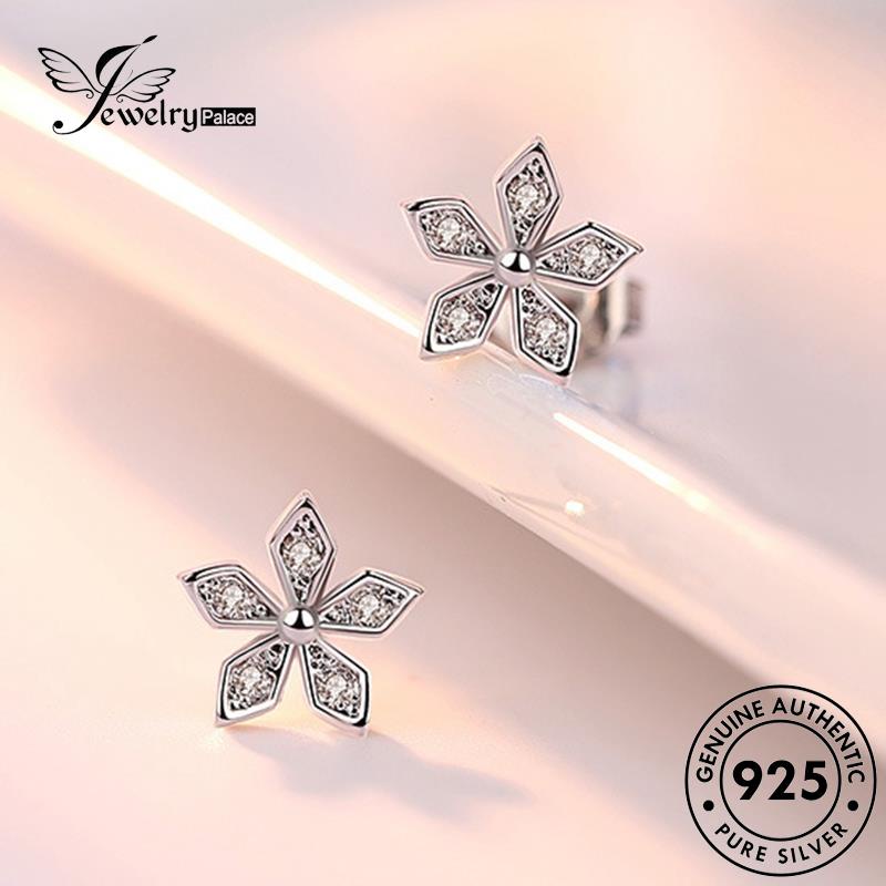 Jewelrypalace Anting925 Stud Bunga Perak Fashion Asli Moissanite Berlian Wanita E158