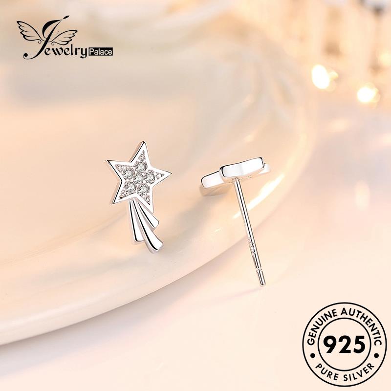 Jewelrypalace Asli Anting925 Moissanite Berlian Stud Wanita Simple Perak Bintang Berujung Lima E182