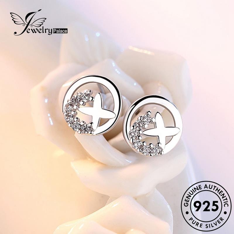 Jewelrypalace Perak Asli Berlian Bulat Moissanite Wanita Anting925 Kepribadian Stud E189