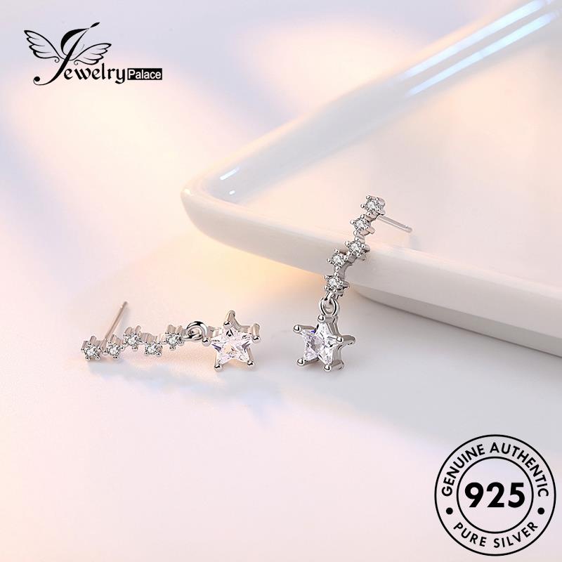 Jewelrypalace Original Anting Tusuk Perak925 Wanita Berlian Berujung Lima Kreatif Bintang Moissanite E263