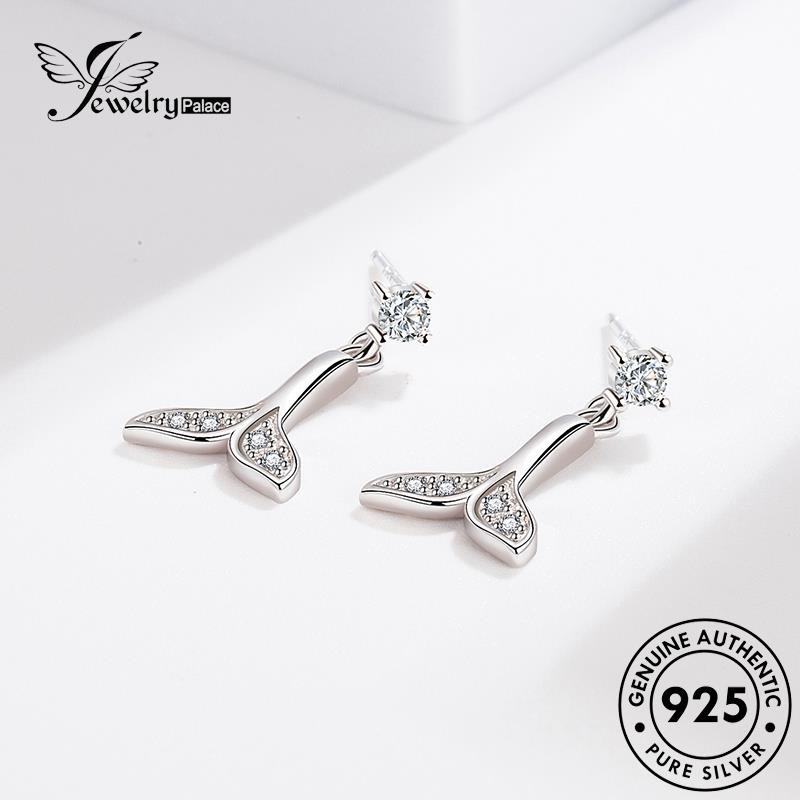 Jewelrypalace Fishtail Moissanite Stud Asli Wanita925 Anting Perak Berlian Fashion E284