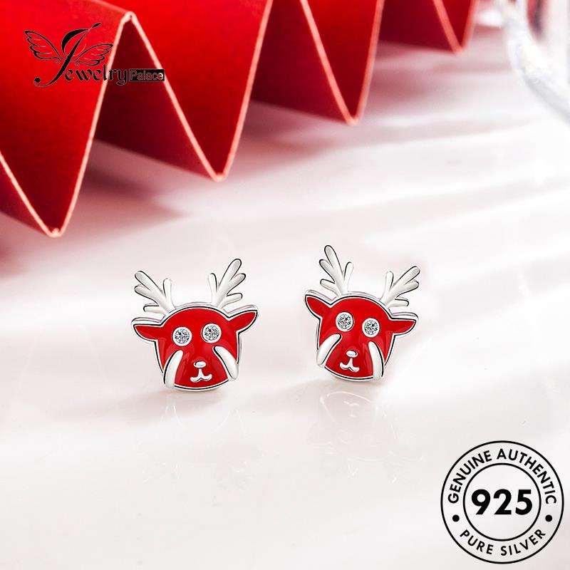 Jewelrypalace Anting Giwang Emas Asli Tusuk Kreatif Merah Perak Elk925 Wanita E285