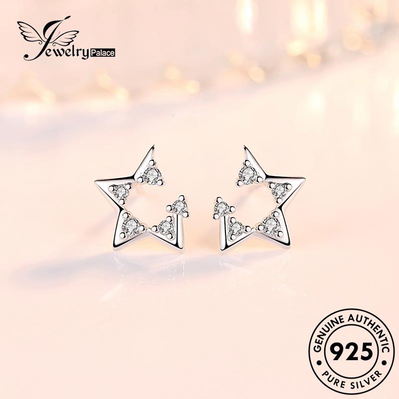 Jewelrypalace Stud Bintang Moissanite Berlian Wanita925 Perak Asli Berujung Lima Anting Kepribadian E217