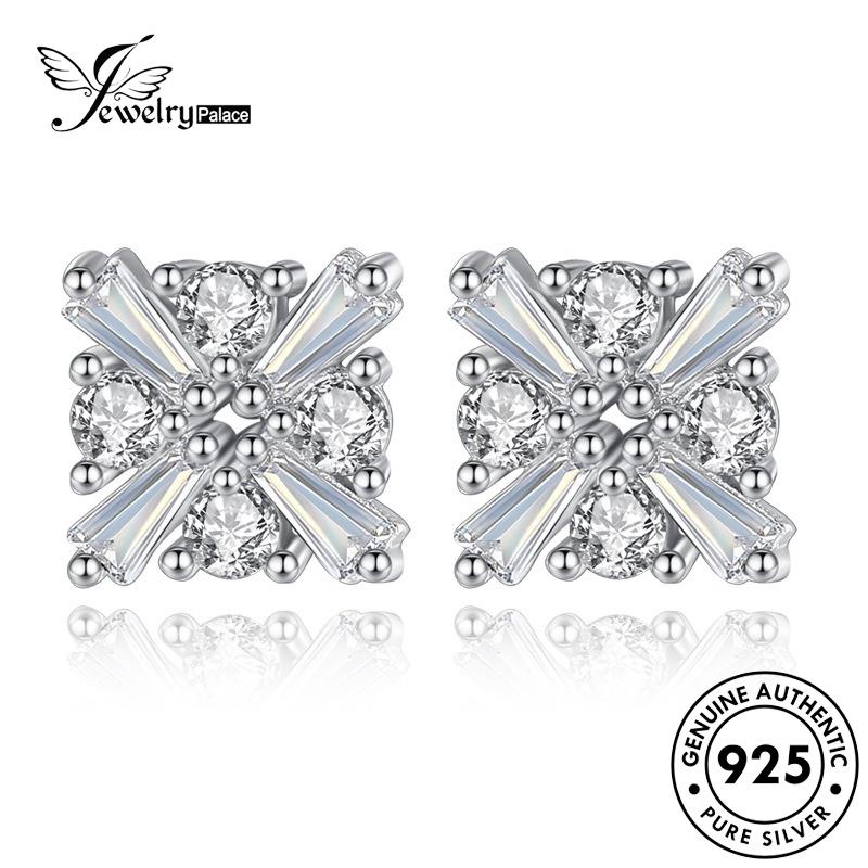 Jewelrypalace Anting Wanita Temperamen Stud Moissanite Persegi Berlian Asli Perak925 E224