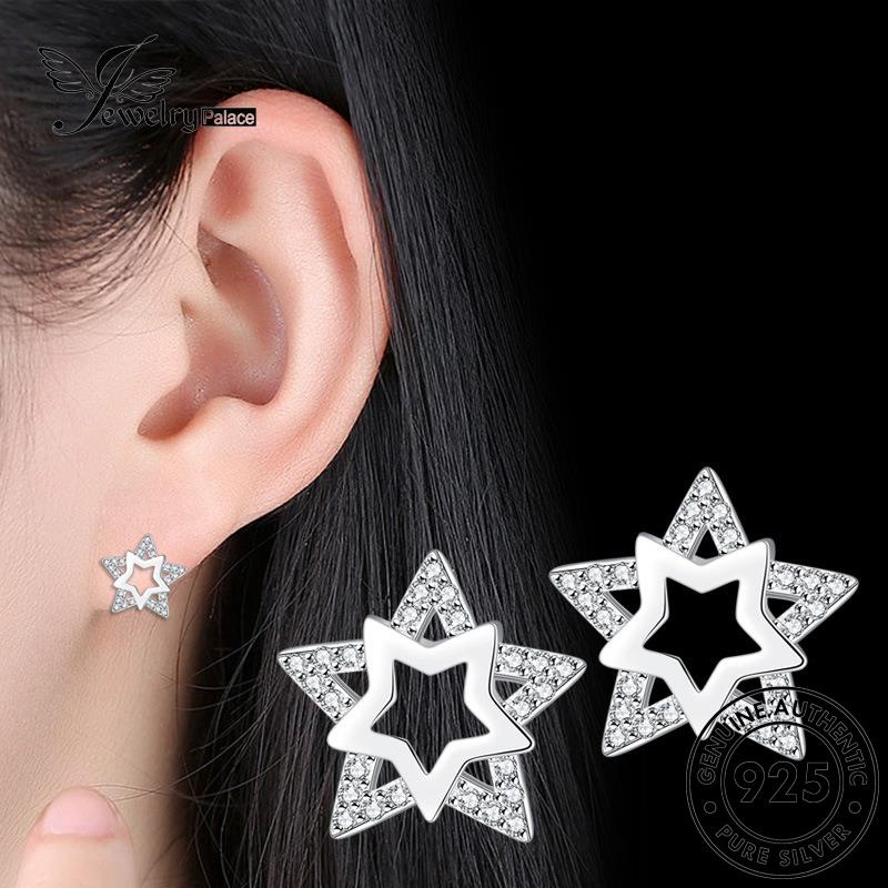 Jewelrypalace Asli Wanita Anting Bintang Berlian Perak Kepribadian925 Moissanite Stud E225