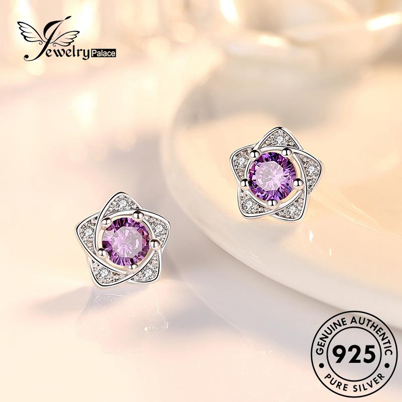 Jewelrypalace Anting Berujung Lima Temperamen Stud Kecubung Bintang Perak Asli925 Wanita E291