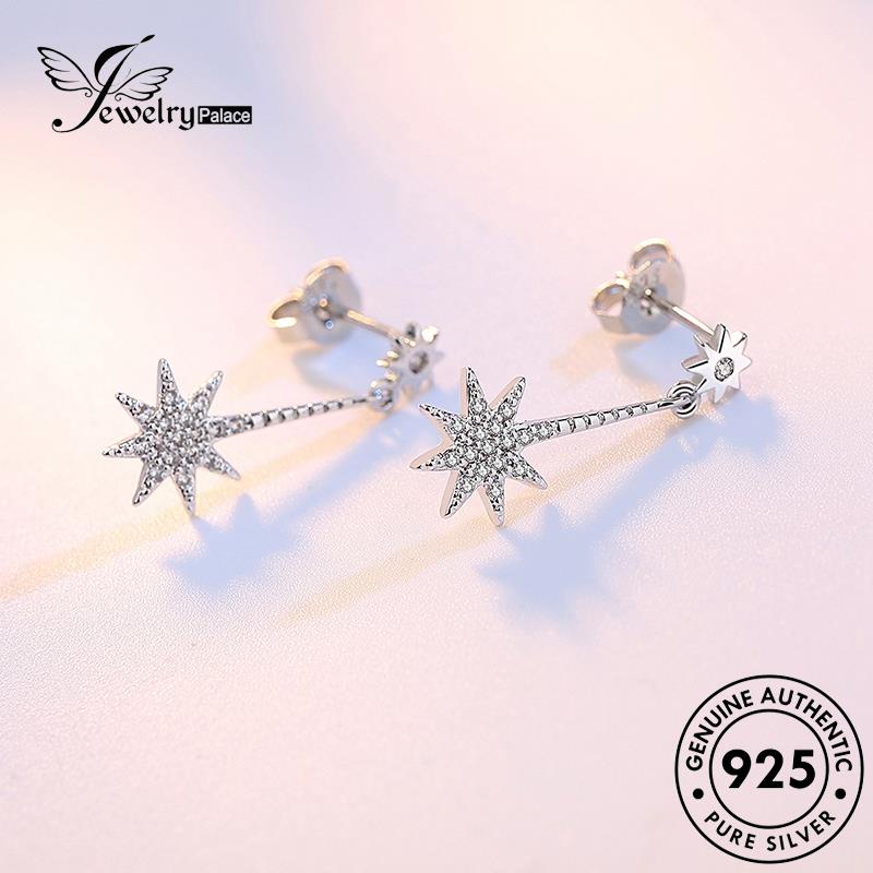 Jewelrypalace Stud Moissanite Anting Wanita Asli925 Temperamen Berlian Bintang Perak E294