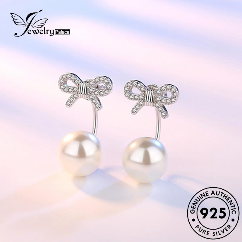 Jewelrypalace Anting Tusuk Simple Bow Silver Asli Mutiara925 Wanita E295