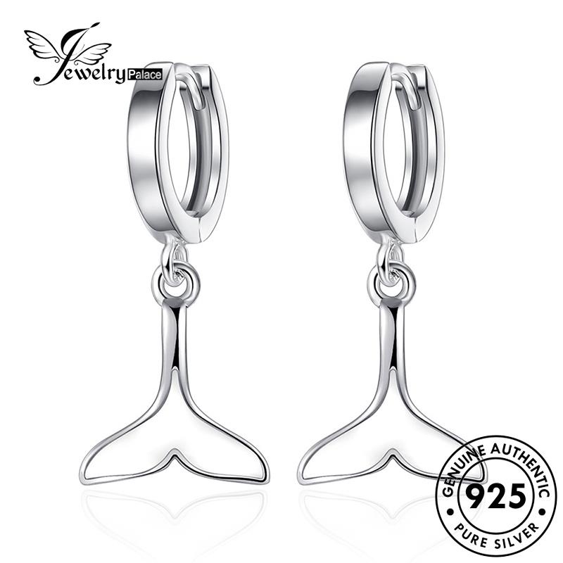 Jewelrypalace925 Anting Simple Emas Hoop Perak Wanita Asli Fishtail E422