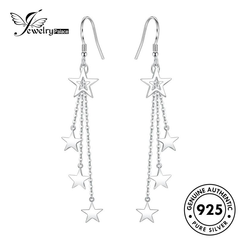 Jewelrypalace Bintang Temperamen Kait Perak Asli Wanita925 Anting Emas Berujung Lima E440