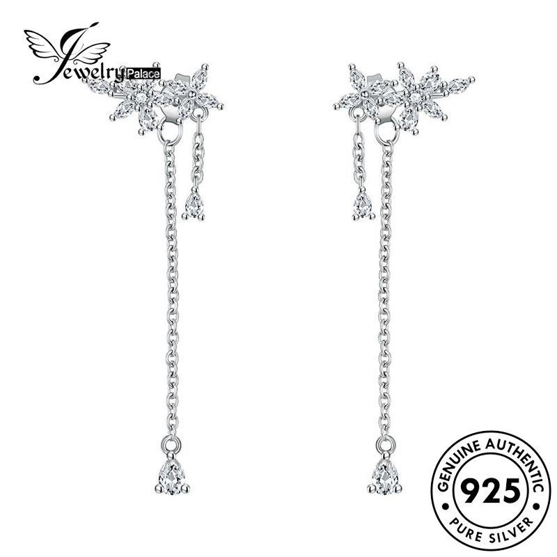 Jewelrypalace Anting Berlian Perak Temperamen Moissanite Bunga Asli Emas925 Stud Wanita E493