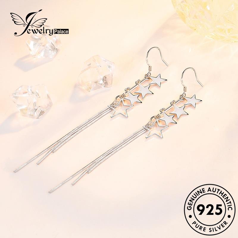 Jewelrypalace Anting925 Perak Asli Simple Bintang Wanita Kait Berujung Lima E503