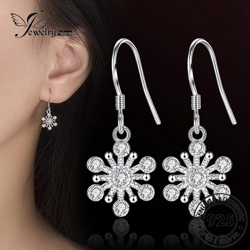 Jewelrypalace Hook Berlian925 Wanita Fashion Perak Asli Snowflake Moissanite Anting E550