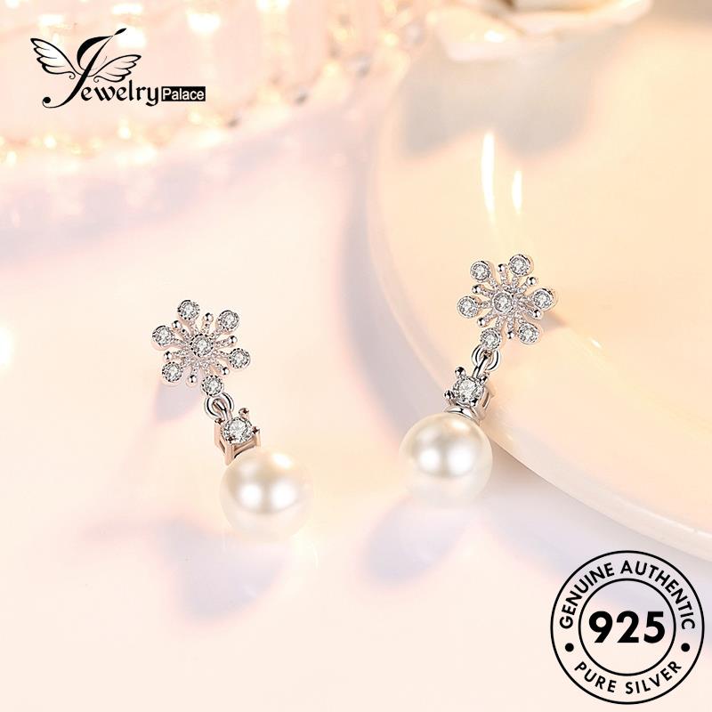 Jewelrypalace Pearl Stud Wanita Simple925Mutiara Asli Anting Perak E551