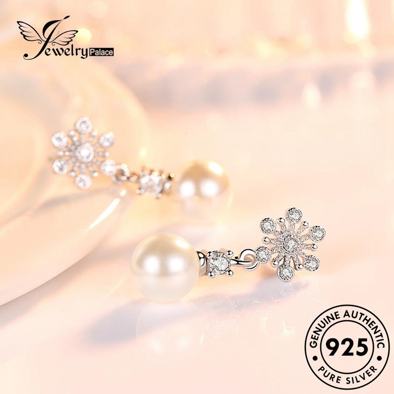 Jewelrypalace Pearl Stud Wanita Simple925Mutiara Asli Anting Perak E551