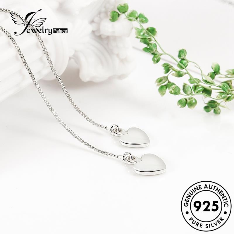 Jewelrypalace Anting Wanita Asli Drop Silver Love925 Simple E642