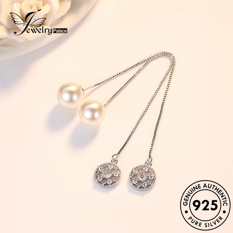 Jewelrypalace925 Anting Wanita Mutiara Perak Asli Fashion Drop Lotus E664