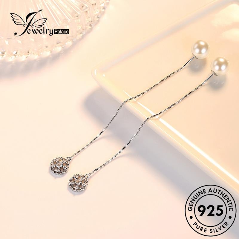 Jewelrypalace925 Anting Wanita Mutiara Perak Asli Fashion Drop Lotus E664