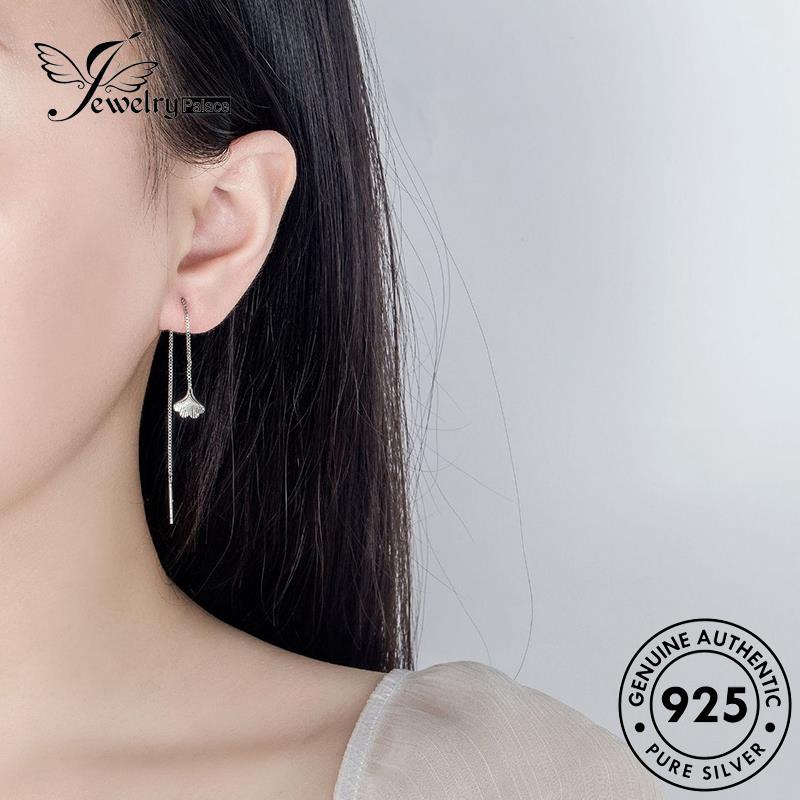 Jewelrypalace Leaf Drop Asli Wanita925 Anting Ginkgo Perak Kreatif E631