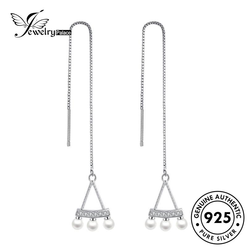 Jewelrypalace Wanita925 Anting Tusuk Mutiara Vintage Kipas Perak Asli E676