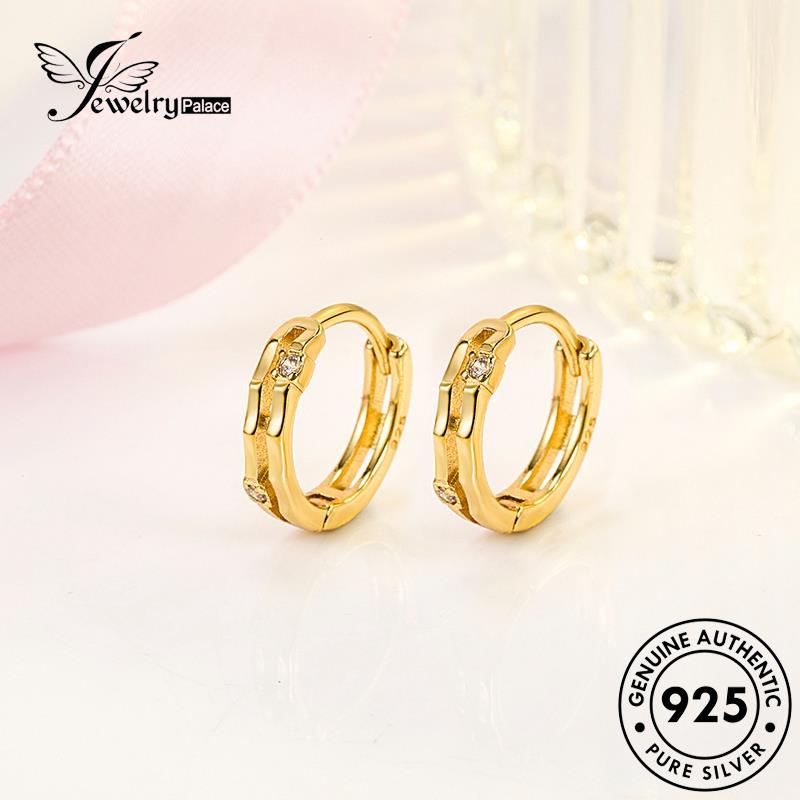 Jewelrypalace Double Perak Asli Lapis Moissanite Wanita925 Anting Hoop Berlian Temperamen E780